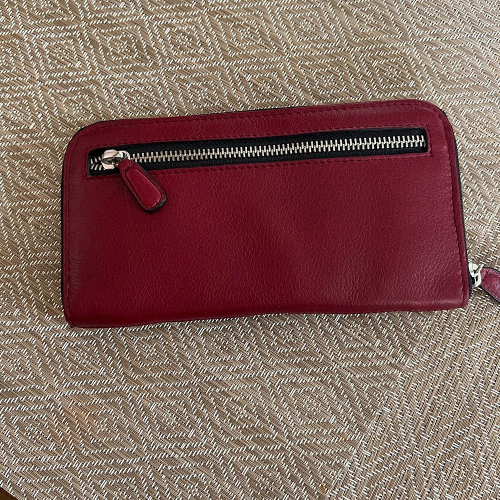 Brighton Studded Burgundy Zip Wallet with Decorative Metal Snap - Picture 4 of 15